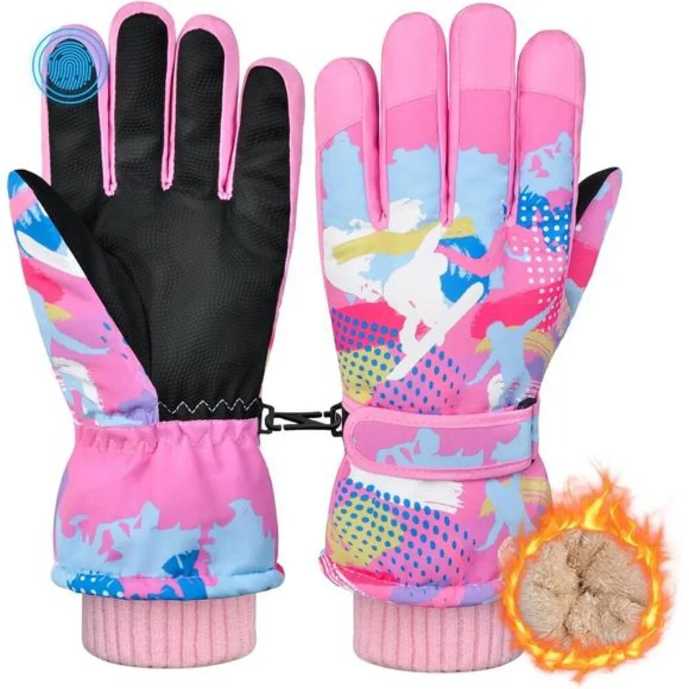 Kids Winter Snow Gloves Waterproof Ski Gloves Girls Boys 8-15 Touchscreen